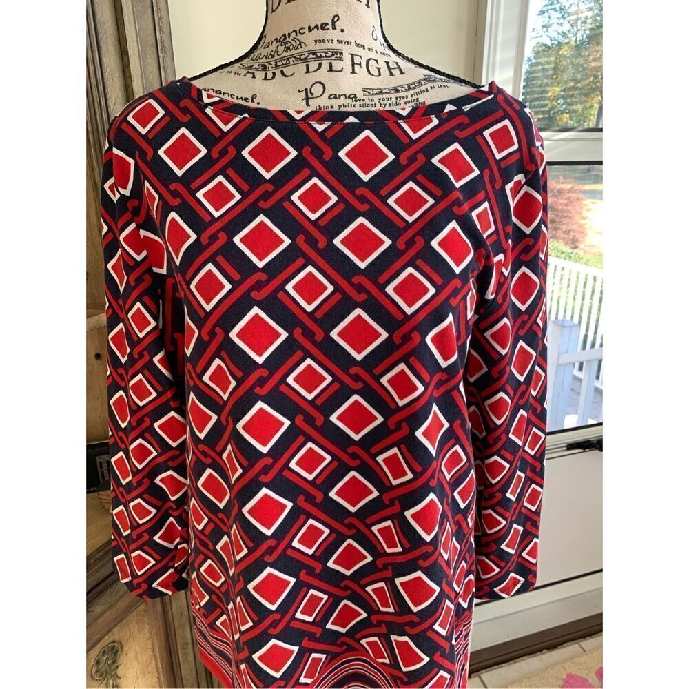 Talbots Red & Black Boat Neck Top